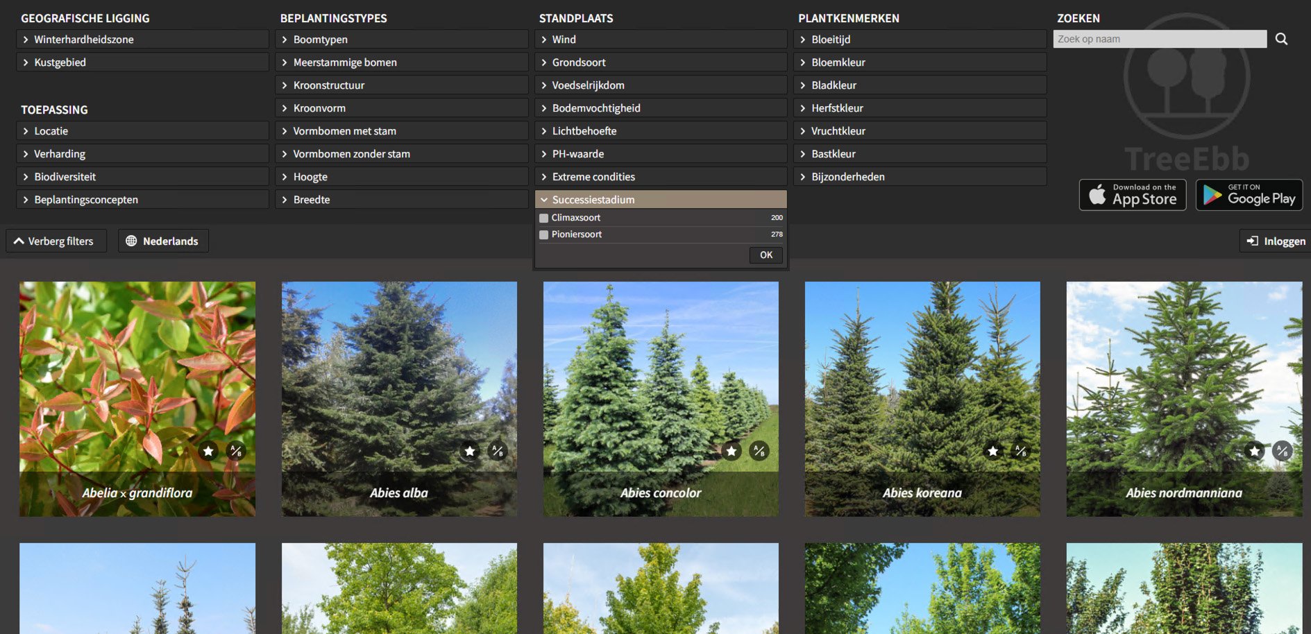 TreeEbb screenshot successiestadium